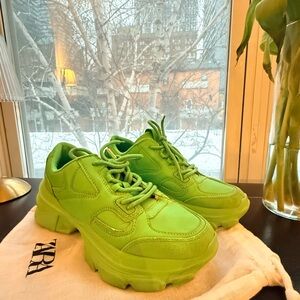 Zara Neon Green Chunky Sneakers